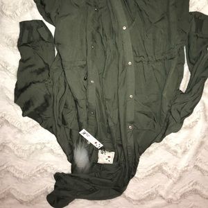 Green rain jacket